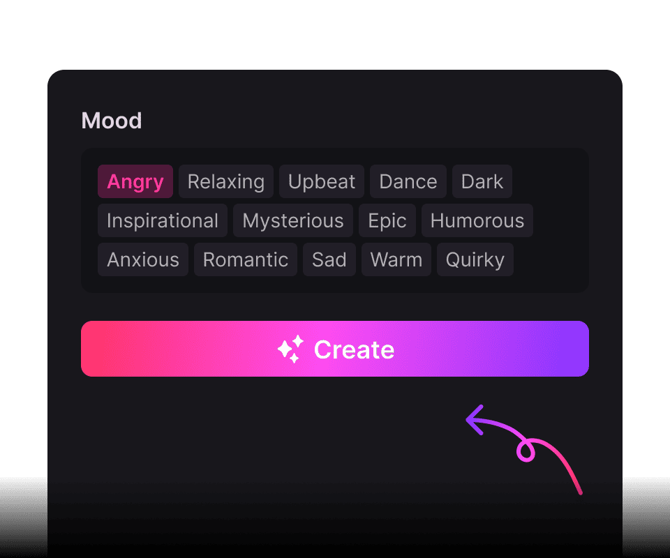 Finally, hit the "Create" button, and you'll get a unique piece of music tailored to your specifications in mere seconds.